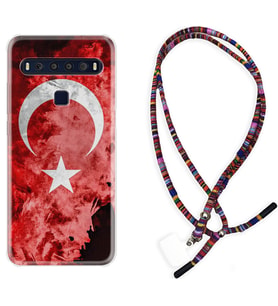 TCL 10L 10 Plus 10SE 20E 20SE 30 L7 Kılıf Boyun Asklı Rasta Silikon Şanlı Türk Bayrağı 1315