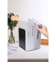 Dekoratif Kitap Tutucu - Metal Kitap Ayracı - Kitap Standı 2'li Set (Siyah)