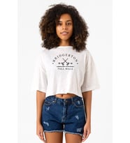 Bridgerton Pall Mall Logo Beyaz Kırçıllı Kadın Crop Tshirt