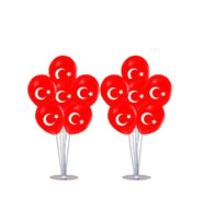 7'li Balon Süsleme Standı Ve Türk Bayrağı Baskılı Balon