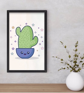 BK Gift Kaktüs Tasarımlı Dekoratif Ahşap Siyah Çerçeveli Tablo-8