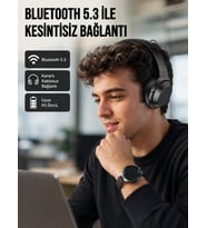 Siyah Kablosuz Bluetooth Kulaklık 300 Mah Hızlı Şarj Katlanabilir Pedli Yeni Nesil