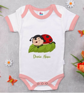 BK Kids Kişiye Özel Pembe Bebek Body Zıbın - Model 177
