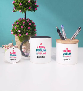 Kadın Doğum Uzmanı Kupa Bardak Siyah Kalemlik ve Anahtarlık