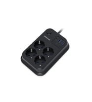 Polosmart MP22 Akım Korumalı 4 Priz 2 USB 1 Type-C Çıkışlı Uzatma Kablosu 2 Metre Siyah