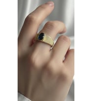 Luxury Lacivert Bombe Tasarım Yüzük 925 Ayar