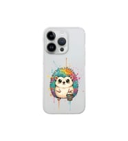 iPhone 14 Pro Max ile Uyumlu Splash Kirpi Tasarımlı Şeffaf Silikon Kılıf