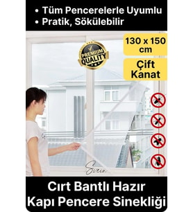 Pratik Tüm Cam Pencere Kapılara Uyumlu Çift Kanat Yırtılmaz Dayanıklı Kendinden Yapışkanlı Sineklik