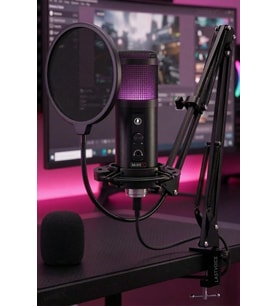 Midex V5 RGB Set USB Oyuncu ve Yayıncı Mikrofonu Condenser Stüdyo (Kayıt Gaming Tiktok Twitch Canlı yayın Discord Youtube)