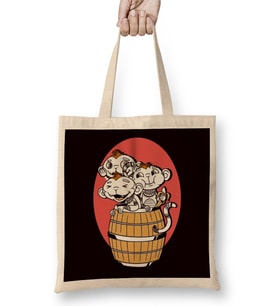 See Hear Speak No Evil Japan Monkeys Japanese Art Emoticon Bez Çanta Uzun Saplı