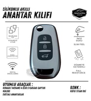 Renault Megane 4 Clio 5 Kadjar Captur Kaleos Silikon Oto Anahtar Kılıfı Kabı Darbe Emici Anahtarlık