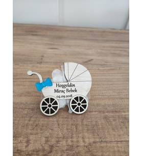 Ahşap Bebek Arabası Magneti, Mevlit, Yenidoğan Hediyelik