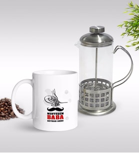BK Gift Kişiye Özel Muhteşem Baba Tasarımlı Kupa & French Press Seti-1 (Model 1)