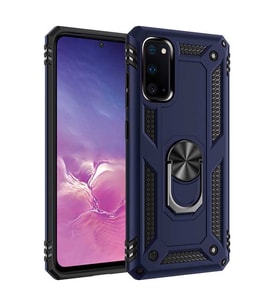 Samsung Galaxy S20 Kılıf Metal For Car Yüzüklü Standlı Military Ring Serisi (Lacivert)