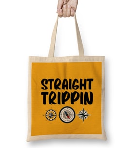 Funny Travel Gift Design Lover-Trippin Wanderlust Journey Adventurer Vacation Bez Çanta Uzun Saplı