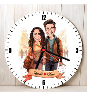 Sevgiliye Hediye Kişiye Özel İstiklal Caddesi ve Aşkımız Karikatürlü Duvar Saati