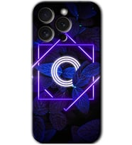 İphone 15 Pro Kılıf HD Desen Baskılı Kılıf - Dark Neon Yaprak O Harfi