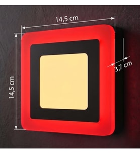 Kare Sıva Üstü Led Spot Armatür 9 WATT Çift Renk Üç Kademe Kırmızı Günışığı veya Gece Lambası