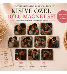 Kişiye Özel Fotoğraflı Magnet 10’lu Set – 6x6 cm Kendi Fotoğraflarınızla Baskılı Kare Buzdolabı Magnetleri