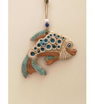Seramik Mini Kıvrık Balık Dekoratif Duvar Süsü 16x13 cm