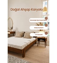 Damla Model 2 Başlıklı Masif Ahşap Karyola Kolay Kurulum Fırınlanmış İthal Sibirya Çamı 90x190 Yatak Uyumlu