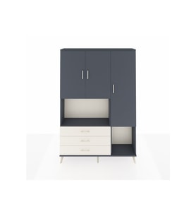 Arges Dolap 6 Raflı 3 Çekmeceli 3 Kapaklı 132x30x195 Antrasit-Antrasit/Aytaşı