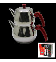 AİLE BÜYÜK BOY KÜRE ÇELİK ÇAYDANLIK SETİ ÜST: 1.2LT - ALT: 2LT (5343)