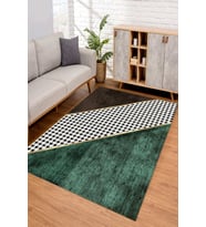 Dijital Kaymaz Taban Yıkanabilir Renkli Salon Halısı Mutfak Halısı Yolluk ND-SD-429 (Yeşil)