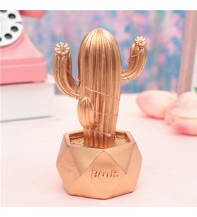 Led Işıklı Sevimli Kaktüs Dekoratif Masa Lambası Mini Biblo Gece Lambası-GOLD (4767)