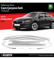Skoda Octavia A8 Sedan Krom Cam Çerçevesi 12 Prç. 2020 Üzeri A+ Kalite