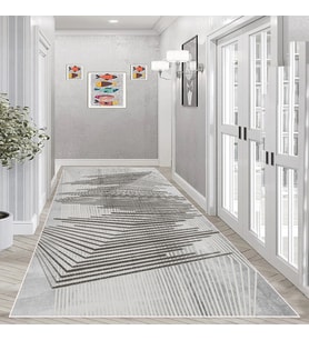 Eliana Home Dijital Baskı Yıkanabilir Kaymaz Taban Salon Halısı Ve Yolluk LN097-FNL384 (Gri)