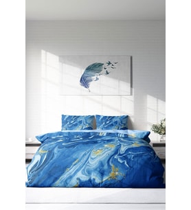 Çift Kişilik ( Lastikli Çarşaflı ) %100 Pamuk Saten Nevresim Takımı BlueDream