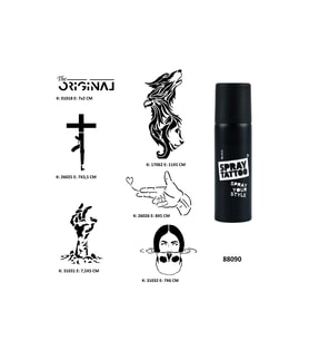 Savaş ve Zombi Spray Tattoo Geçici Dövme Seti Dark Siyah Sprey
