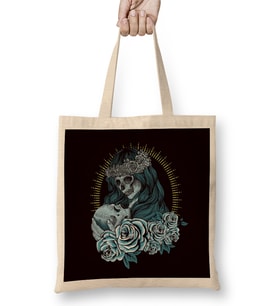 Santa Muerte Female Deity Mexican Dead Satanic Sugar Skull Bez Çanta Uzun Saplı