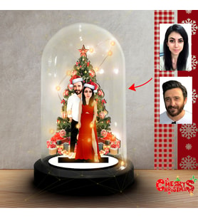 Noel Karikatürü Sevgili Hediye, Noel sevgili Karikatür Hediyesi, Karikatür Noel Tatili, Dekoratif Karikatür ışıklı Fanus , Yılbaşı Hediyesi FN258