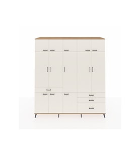 Kronos Dolap 8 Raflı 4 Çekmeceli 3 Askılı 220x59x243 Çam-Aytaşı/Aytaşı