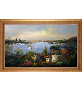 Çerçeveli Paspartulu Manzara Tablo ah1927 (Gold)