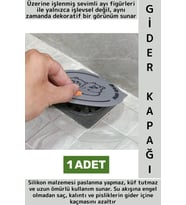 Lavabo Banyo Mutfak Pas Küf Tutmaz Sevimli Ayı Figür Koku Önleyici Kulplu Esnek Silikon Gider Kapağı