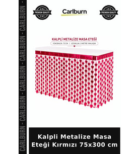 Kalpli Metalize Masa Eteği Kırmızı 75x300 cm Etkinlik Dekoru Anı Köşesi İkramlık Süsü
