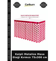 Kalpli Metalize Masa Eteği Kırmızı 75x300 cm Etkinlik Dekoru Anı Köşesi İkramlık Süsü
