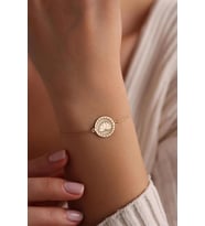 Kişiye Özel 925 Ayar Gümüş Tasarım Lotus Çiçeği Model Bileklik (Gold)