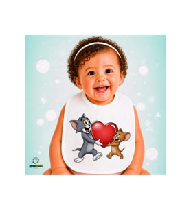 Tom ve Jerry Keten Bebek Mama Önlüğü – Yumuşak, Emici, Yıkanabilir, Özel Tasarım P197