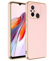 Xiaomi Redmi 12C Kılıf Kamera Korumalı Altın Kenar Tasarım Silikon (Rose)