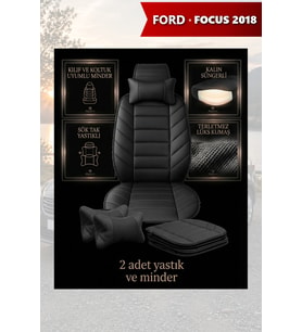 focus 2018 Koltuk ve Kılıf uyumlu Minder Yastık Lüks Siyah 2 Minder 2 Yastık