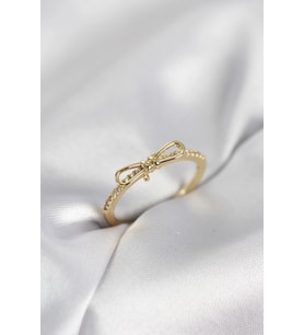 Fiyonk Model Zirkon Taşlı Gold Renk Kadın Yüzük