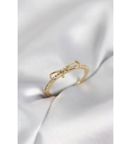 Fiyonk Model Zirkon Taşlı Gold Renk Kadın Yüzük