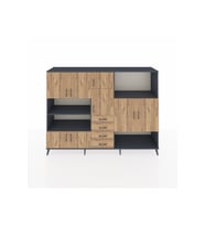 Hyperion Dolap 10 Raflı 4 Çekmeceli 8 Kapaklı 220x44x163 Antrasit-Çam