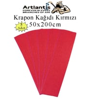Krapon Kağıdı 50x200 cm 5 Adet Renkli Grapon Kağıdı Okul Sınıf Etkinlik Kreş Okul Öncesi Kırapon Grafon (Kırmızı)
