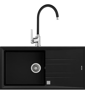 TEKA STONE 60 L-TG KARBON SİYAH GRANİT MUTFAK EVYE+ IN 995 ARMATÜR SETİ