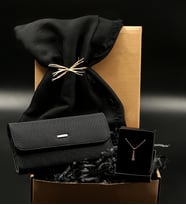 Siyah Şal& Siyah Kadın Cüzdanı& Rose Gold Zirkon Taşlı Kolye Hediye Seti